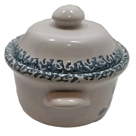 Vintage 1990 Corelle Blue Hearts Individual Casserole 1 with Lid, 1 without Lid - Picture 2 of 4